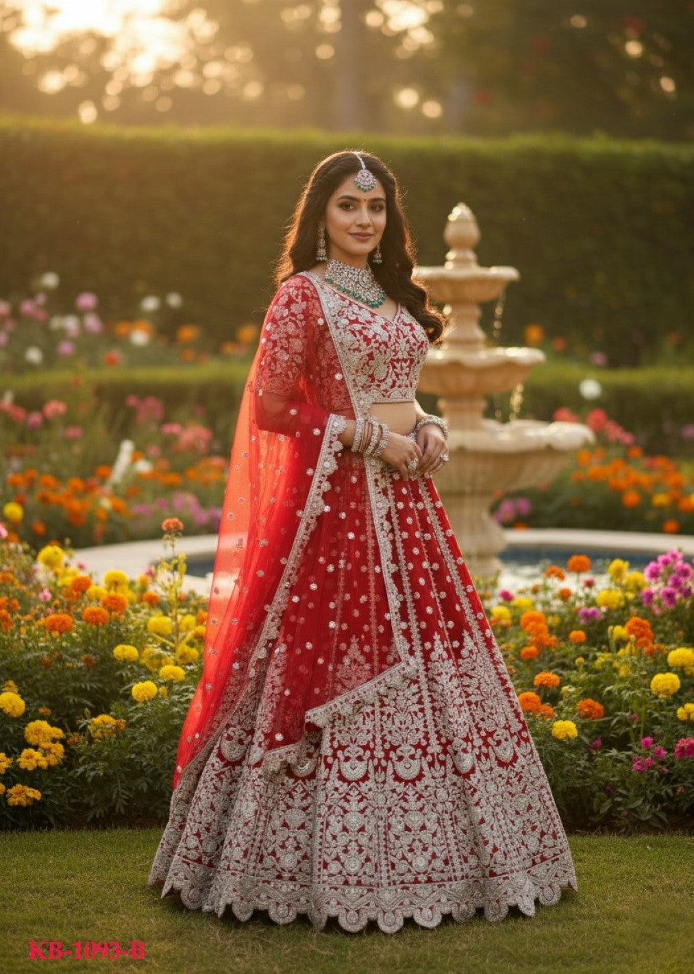 Anaita Red Net Lehenga Choli With Embroidery & Dori Sequence Work | Grocsy
