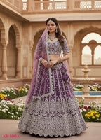 Anaita Lavender Net Lehenga Choli With Embroidery & Dori Sequence Work | Grocsy