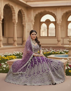 Anaita Lavender Net Lehenga Choli With Embroidery & Dori Sequence Work | Grocsy