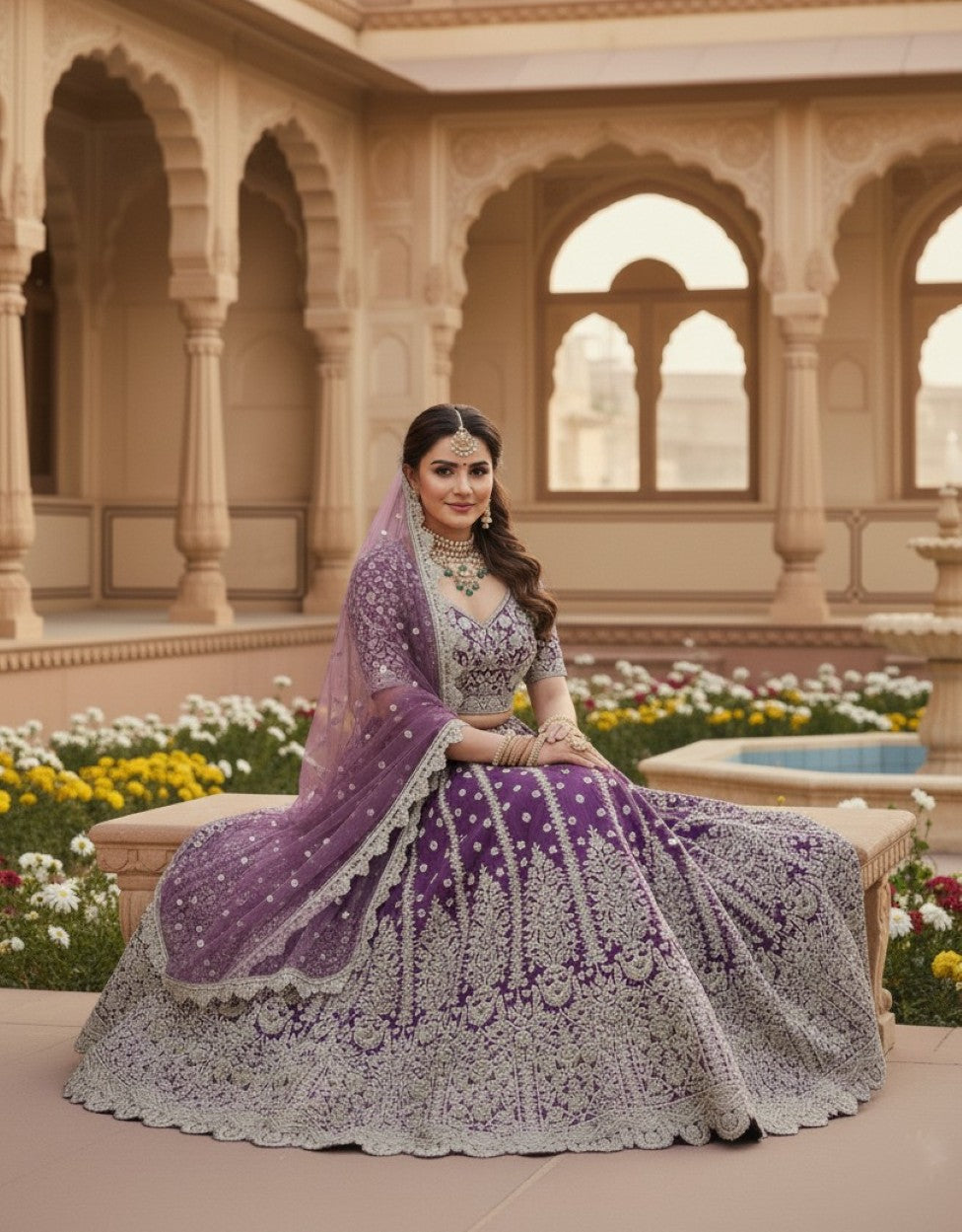 Anaita Lavender Net Lehenga Choli With Embroidery & Dori Sequence Work | Grocsy