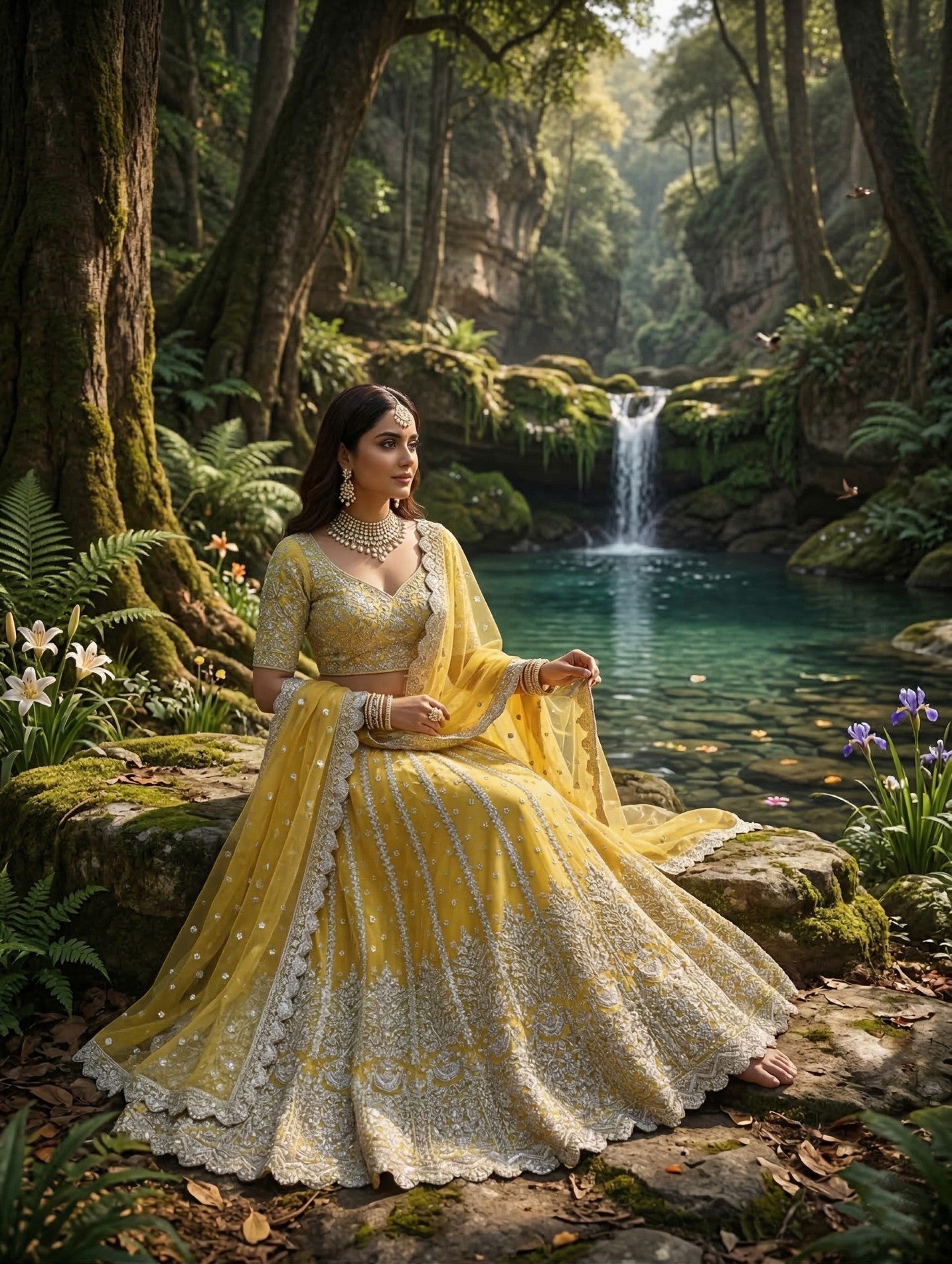 Anaita Yellow Net Lehenga Choli With Embroidery & Dori Sequence Work | Grocsy