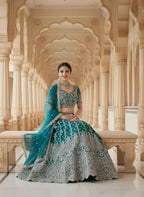 Anaita Blue Net Lehenga Choli With Embroidery & Dori Sequence Work | Grocsy
