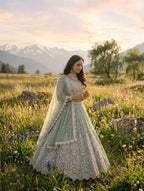 Anaita Green Net Lehenga Choli With Embroidery & Dori Sequence Work | Grocsy