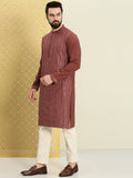 House of Pataudi Men Floral Embroidered Sequined Floral Jashn Kurta | Grocsy