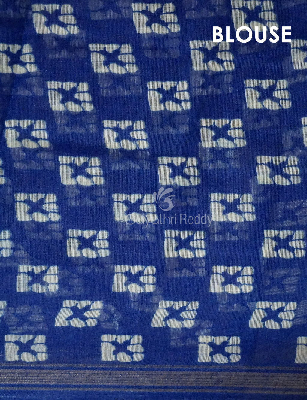 Yellow And Dark Ink Blue Colour Bathik Print Semi Chanderi Saree By Gayathri Reddy Designer Studio | Grocsy