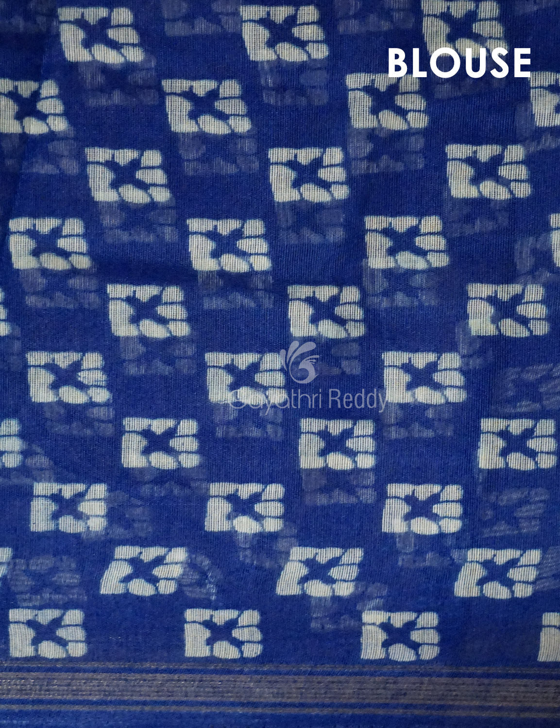 Yellow And Dark Ink Blue Colour Bathik Print Semi Chanderi Saree By Gayathri Reddy Designer Studio | Grocsy