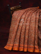 Orange and Rust Printed Semi Chanderi Saree By Gayathri Reddy Designer Studio | Grocsy
