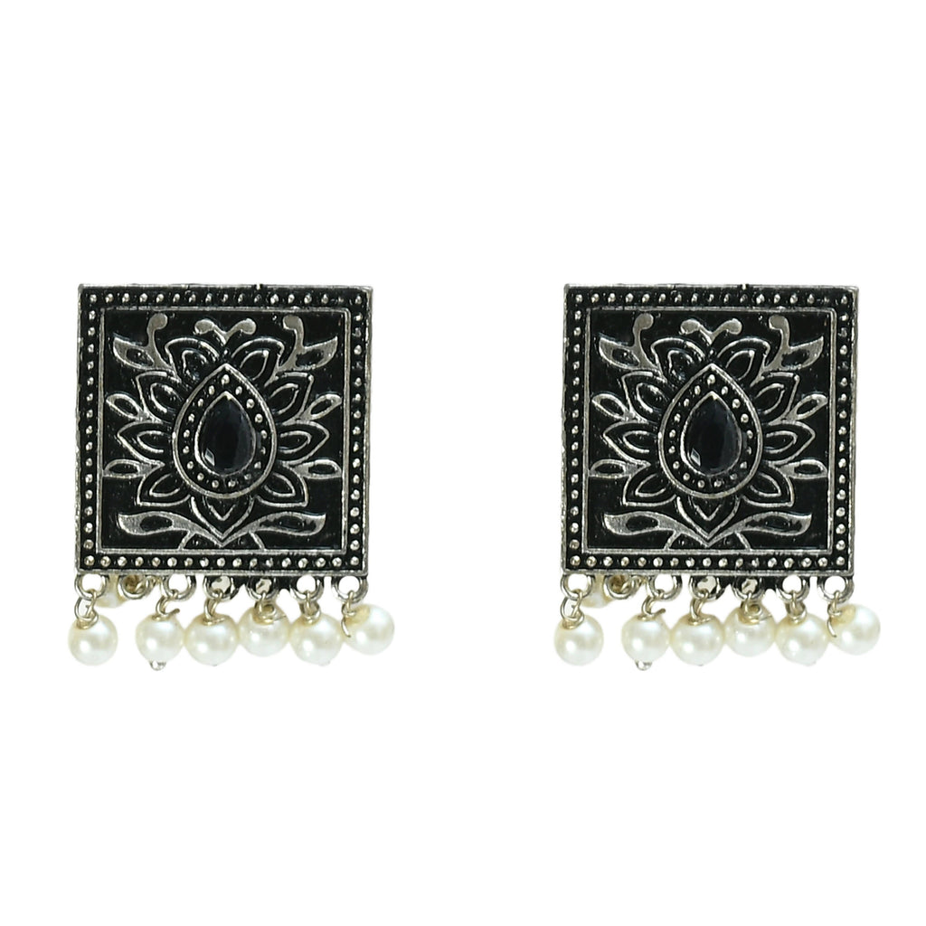 Mominos Fashion Johar Kamal Statement Silver-Plated Brass Finish Kundan/Pearls Choker For Women (Black) | Grocsy