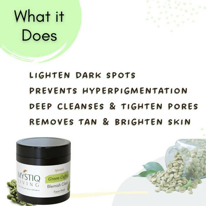 Mystiq Living Specials Green Coffee Blemish Clear Face Mask | Grocsy