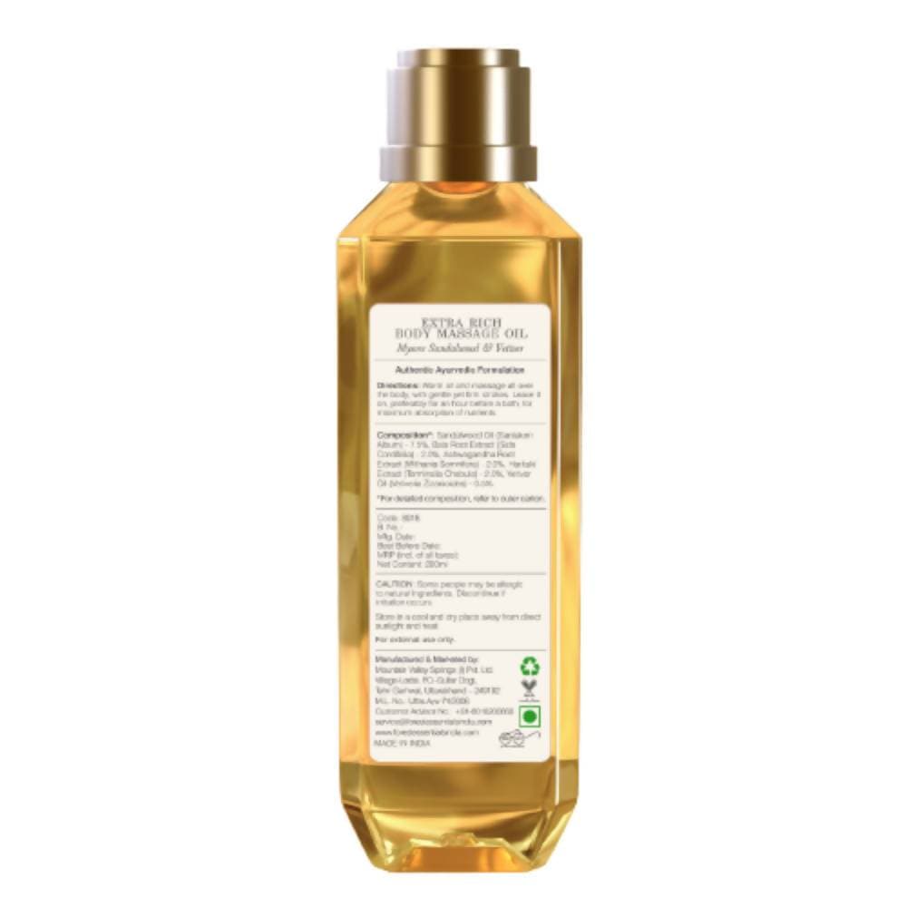 Forest Essentials Extra Rich Body Massage Oil Mysore Sandalwood & Vetiver | Grocsy
