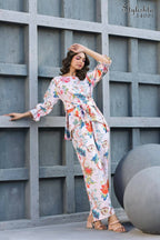 Women's Partywear Designer White & Multi Muslin co-ord set - Stylishta | Grocsy