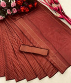 DEIANA'S Beautiful Designer Golden zari Soft Lichi Silk Saree - Brown | Grocsy