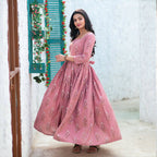 Partywear Designer Digital Printed Gajri Pure Maslin Gown - Anbazaar | Grocsy