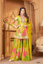 Joban Fashion Muslin Silk Green Color Kurta Set | Grocsy