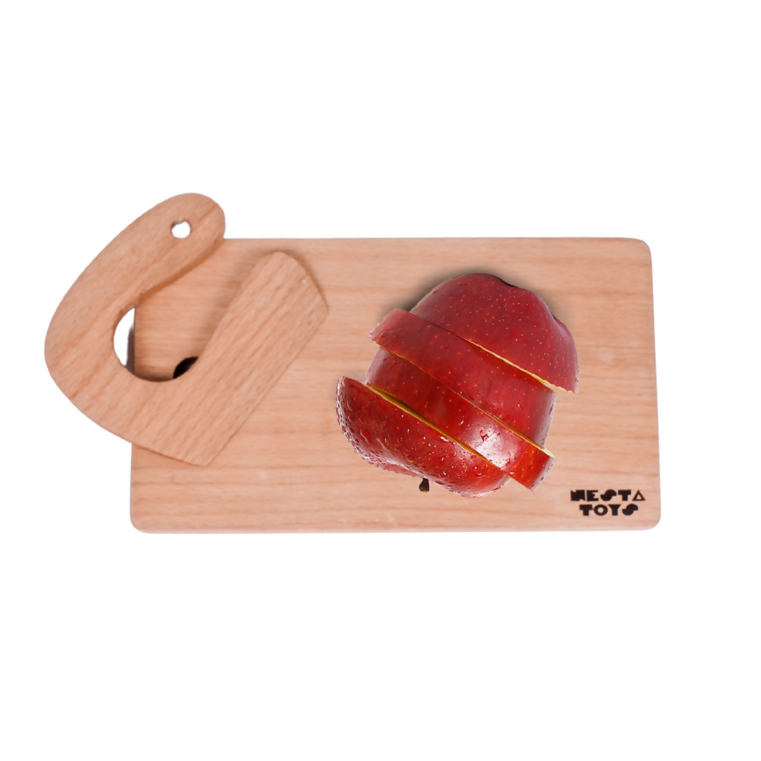 Nesta Toys Montessori Chopping Board & Knife for Babies & Toddlers, Safe Cutting Tool for Kids, Kitchen Pretend Play Toys | Grocsy