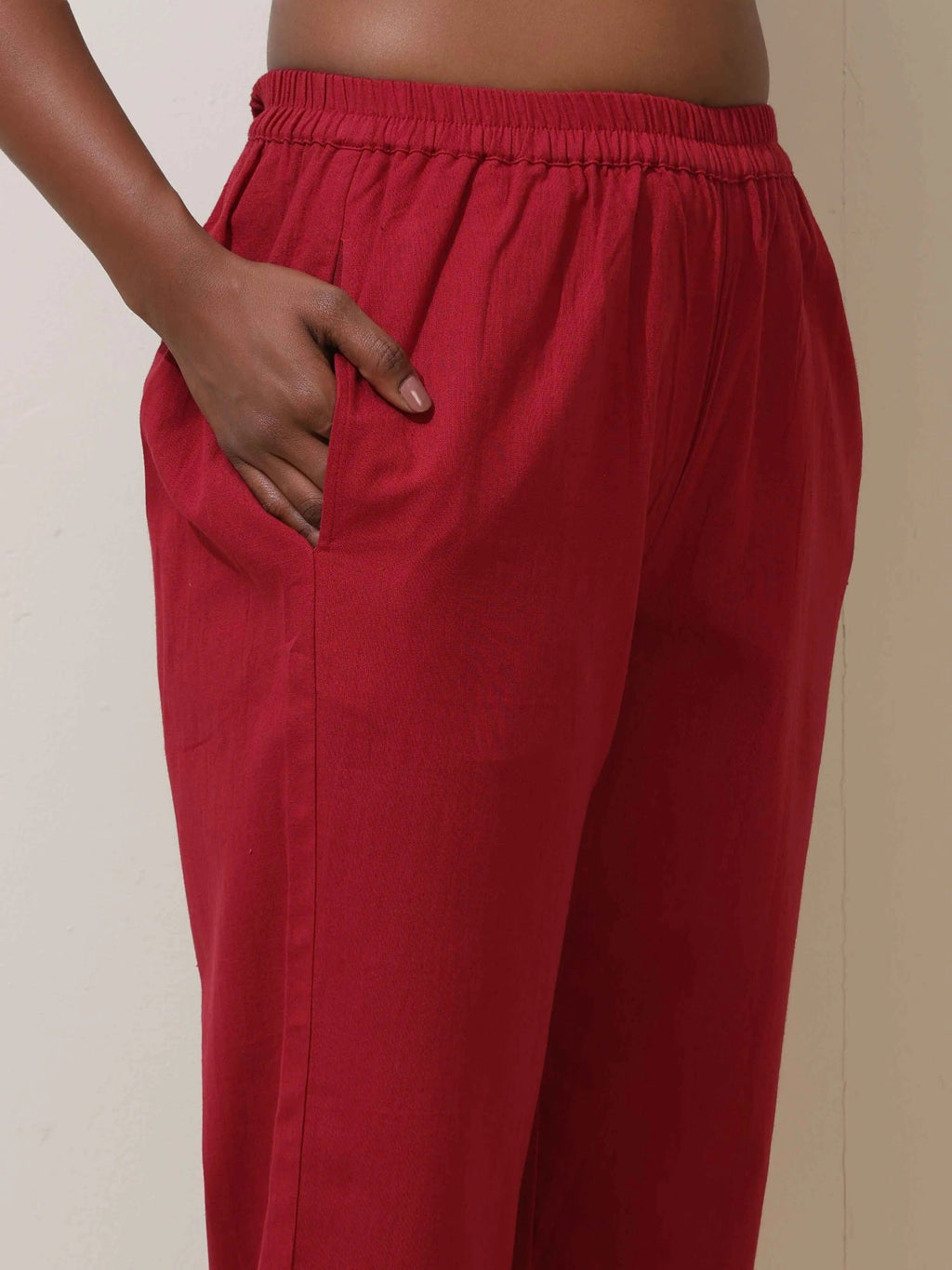 trueBrowns Maroon Cotton Linen Co-Ord Set | Grocsy