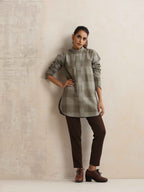 trueBrowns Green Check High Neck Winter Top | Grocsy