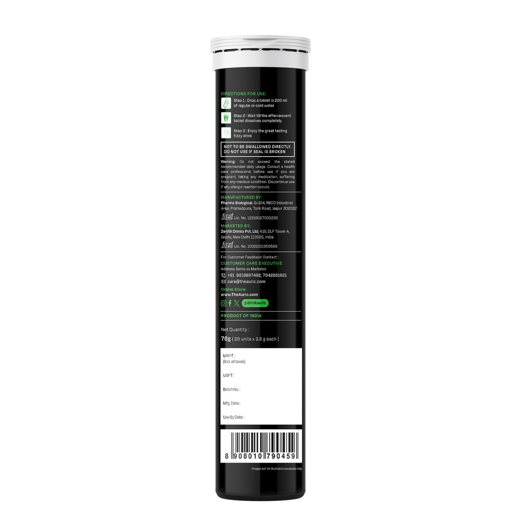 Auric Liver Detox Effervescent Tablets | Fizzy Water with 10 Ayurvedic Herbs | Clinically Researched Therapeutic Ingredients | Drop, Dissolve, Fizz, Drink | Grocsy