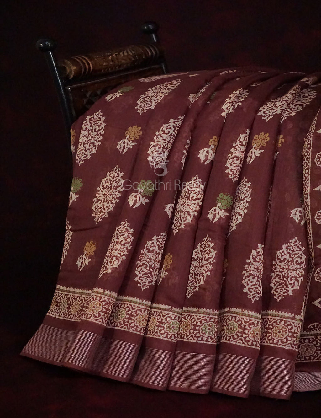 Brown Colour With Motif Design Semi Chanderi Saree By Gayathri Reddy Designer Studio | Grocsy