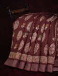 Brown Colour With Motif Design Semi Chanderi Saree By Gayathri Reddy Designer Studio | Grocsy