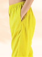 trueBrowns Lime Cotton Dobby Flared Co-ord Set | Grocsy