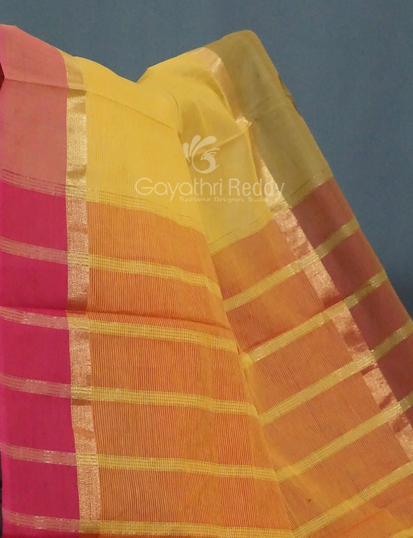 Shades of Yellowish Pure Mangalgiri Cotton By Gayathri Reddy Designer Studio | Grocsy