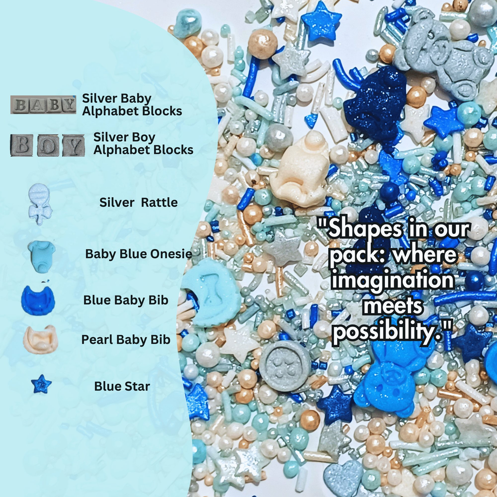 Confect Boys Baby Shower Sprinkles | Gender Reveal Sprinkles | Baby Blue Sprinkles | Grocsy