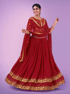 Myra Red Georgette Embroidered Designer Lehenga | Grocsy