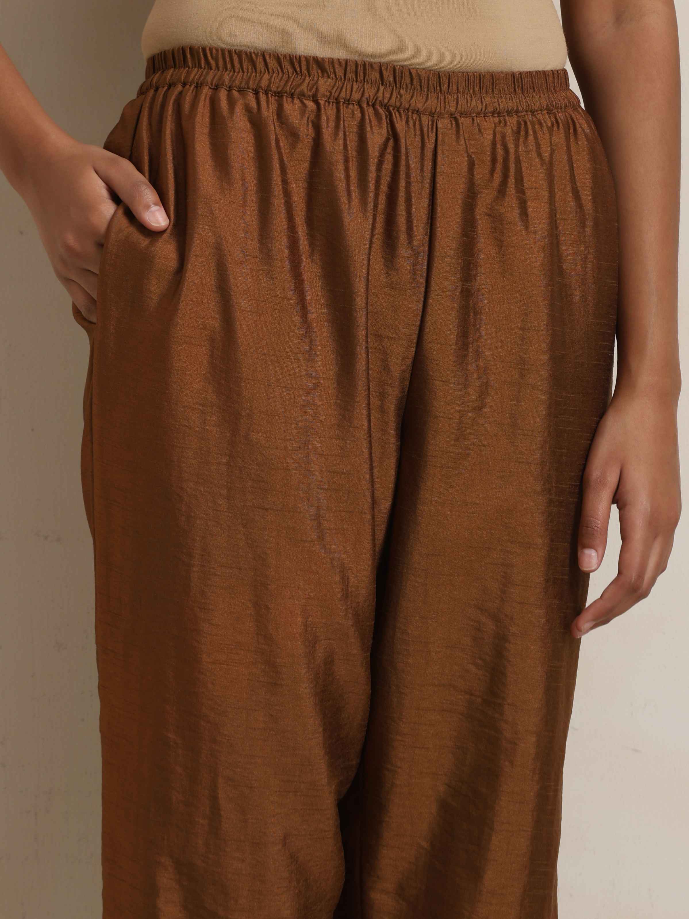 trueBrowns Brown Silk Co-ord Set | Grocsy