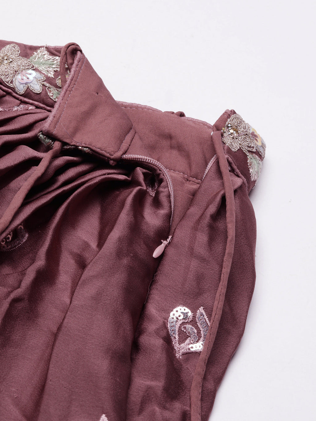 House of Panchhi Rose Gold Chinon Sequins Embroidery Lehenga Choli & Dupatta | Grocsy