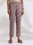 trueBrowns Red Cotton Print Flared Kurta Set | Grocsy