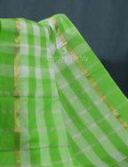 Cream And Neon Green With Checks Pure Mangalgiri Cotton Saree By Gayathri Reddy Designer Studio | Grocsy