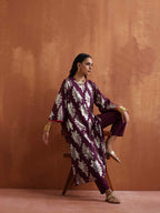 trueBrowns Purple Metallic Straight Kurta Set | Grocsy