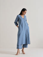 trueBrowns Light Blue Kurta Pant Set | Grocsy