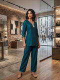 Anaita Teal Stylish Readymade Co-Ords Set | Grocsy