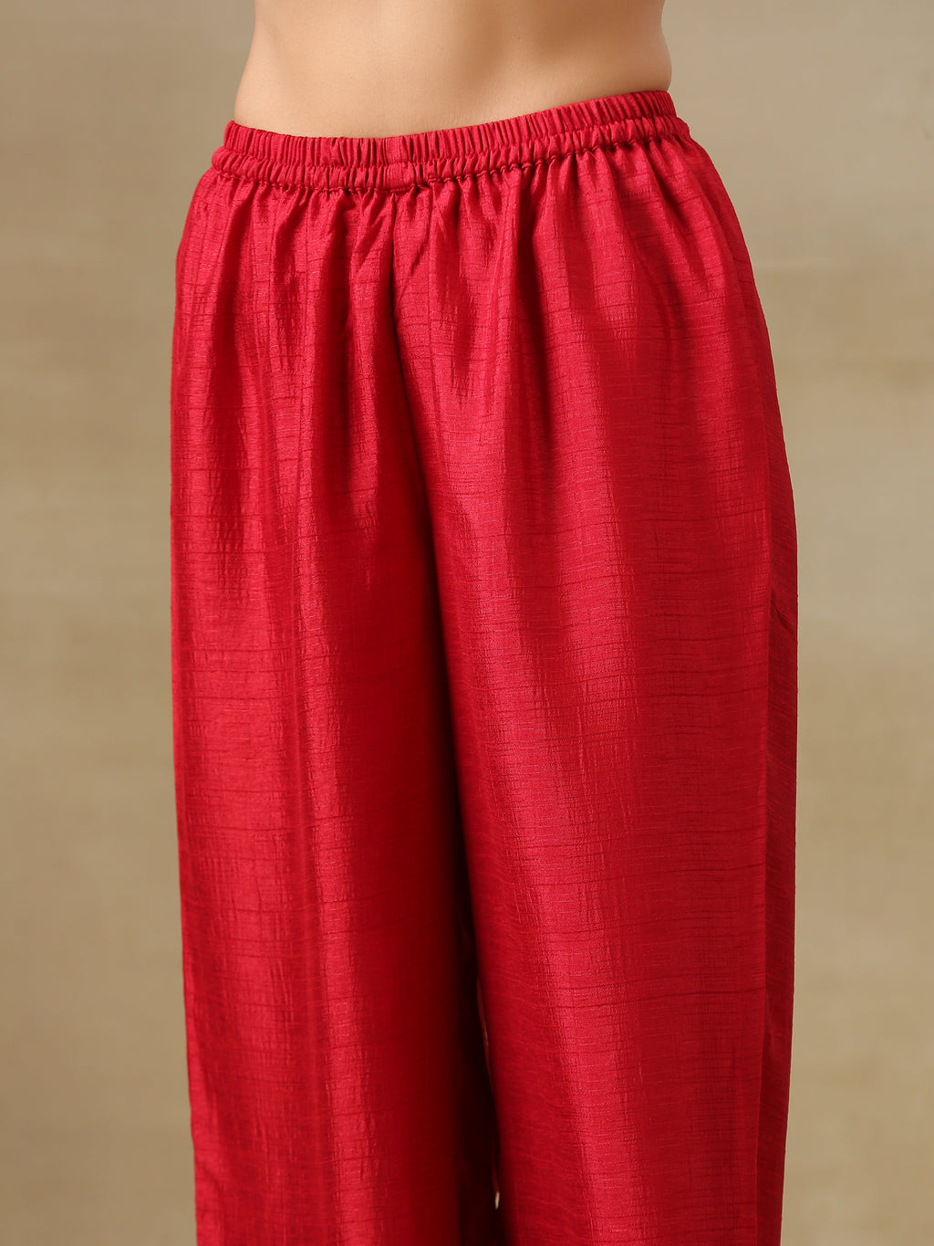 trueBrowns Maroon Textured Silk Front Slit Kurta Pant Set | Grocsy