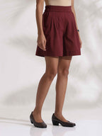 trueBrowns Brown Cotton Print Jacket Top & Short Co-ord Set | Grocsy