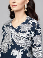 Antaran Blue Pure Cotton Printed Kurta Pant Set | Grocsy