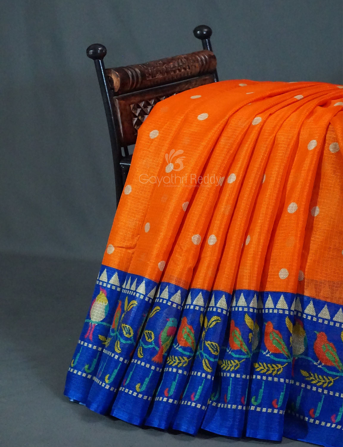 Dark Orange Colour With All Over Buttes Semi Silk Kota Saree By Gayathri Reddy Designer Studio | Grocsy