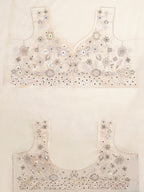 House of Panchhi Cream Net Sequins, Mirror And Thread Embroidery Lehenga Choli & Dupatta | Grocsy