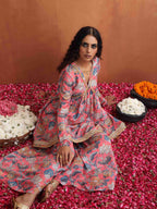 trueBrowns Orange Print Sharara Set | Grocsy