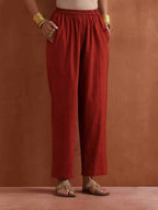 trueBrowns Rust Metallic Angrakha Kurta Set | Grocsy