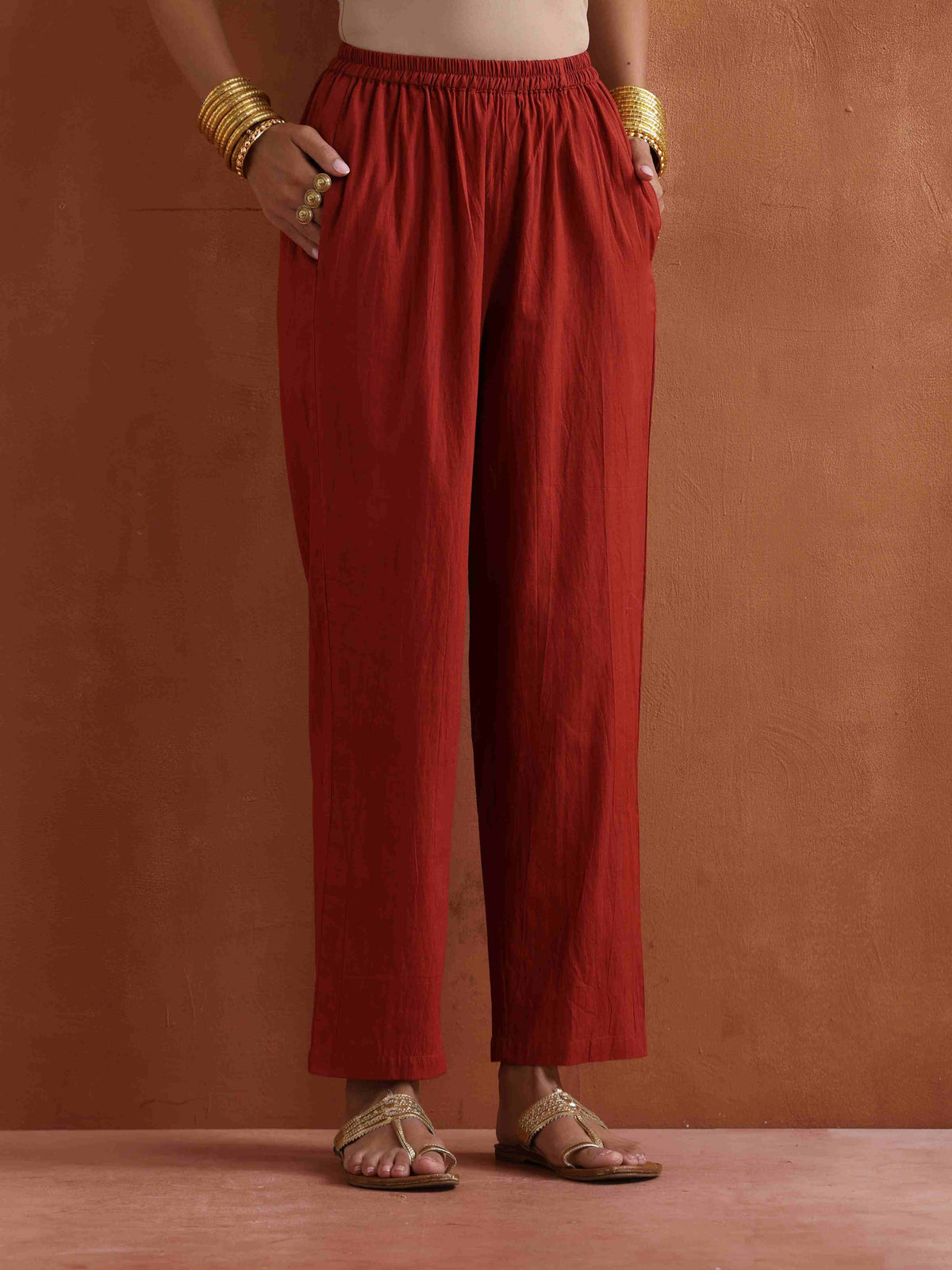 trueBrowns Rust Metallic Angrakha Kurta Set | Grocsy