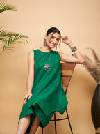 InWeave Women's Forest Green Short Kurta Palazzo Set | Grocsy