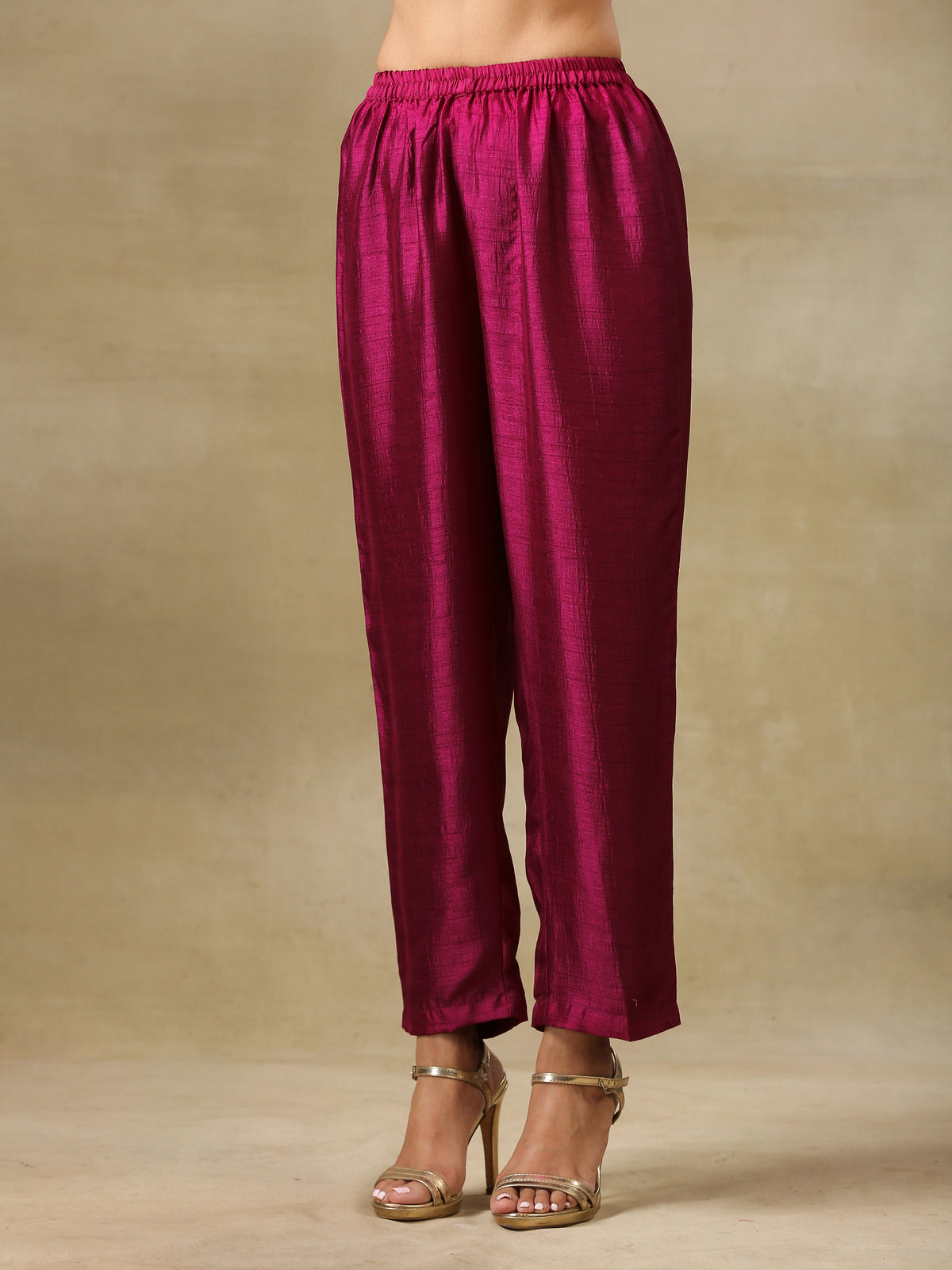 trueBrowns Purple Textured Silk Angrakha Kurta Pant Set | Grocsy