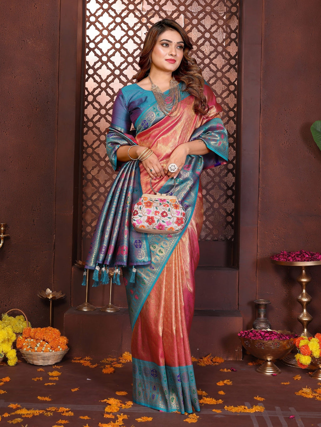 Anaita Banarasi Tissue Silk Saree | Grocsy