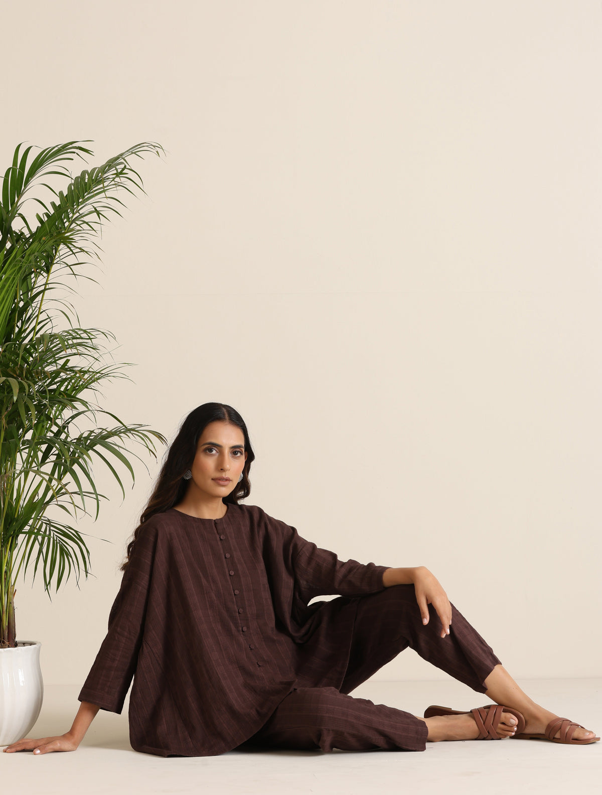 trueBrowns Cola Cotton Dobby Relaxed Co-ord Set | Grocsy