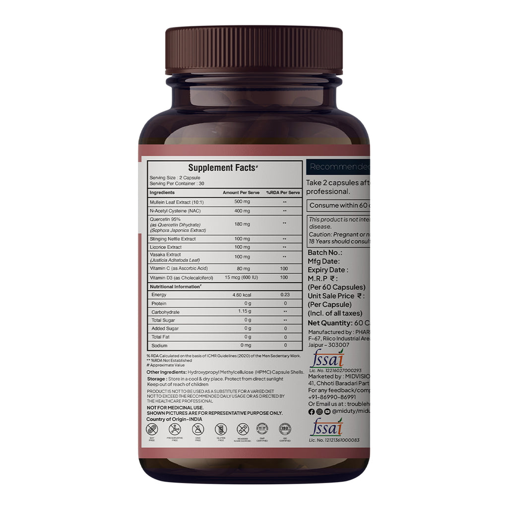Miduty by Palak Notes Lung Detox Cleanse Supplement Capsules | Grocsy