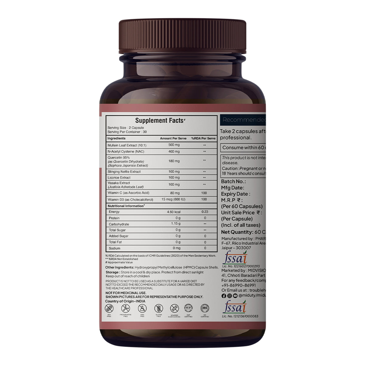 Miduty by Palak Notes Lung Detox Cleanse Supplement Capsules | Grocsy