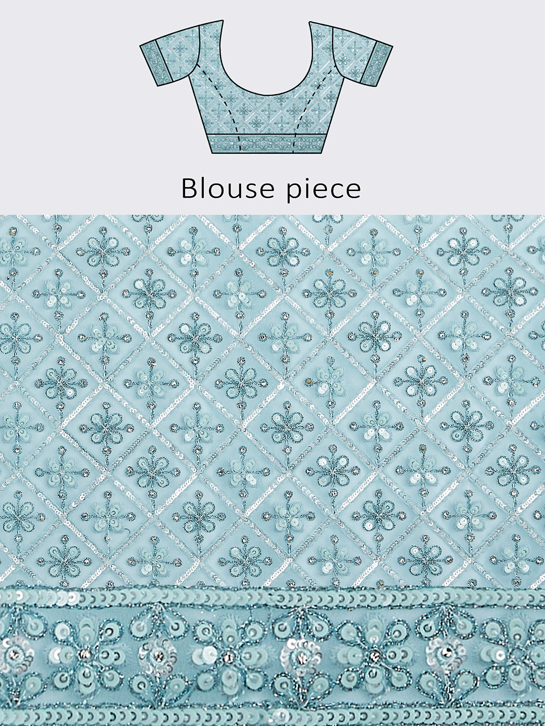 House of Panchhi Turquoise Blue Net Sequins, Zarkan And Thread Embroidery Lehenga Choli & Dupatta | Grocsy